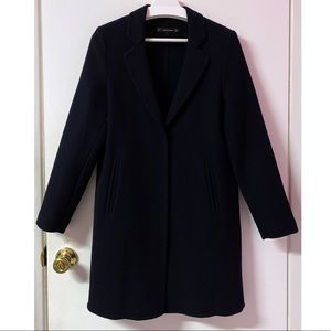 ZARA coat with concealed seam - navy blue